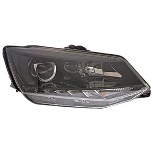 Lights, Right Headlamp (Halogen, Takes H7 / H7 Bulbs, With LED Daytime Running Light, Supplied with Motor and Bulbs) for Skoda Fabia 2014 to 2018, 