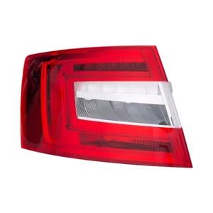 Lights, Left Rear Lamp (LED / Halogen, Hatchback Models, Bright Red Type, Supplied Without Bulbolder) for Skoda OCTAVIA 2012 to 2017, 