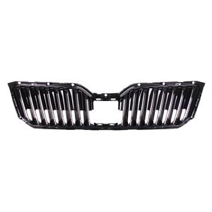 Grilles, Skoda Superb 2015 2019 Front Bumper Grille, Gloss Black, With Hole For Radar, Supplied Without Radar Cover, 