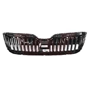 Grilles, Grille (Gloss Black, With Chrome Fins, With Hole For Radar, Supplied Without Radar Cover, Without Chrome Frame) for Skoda SUPERB 2019 to 2023, 