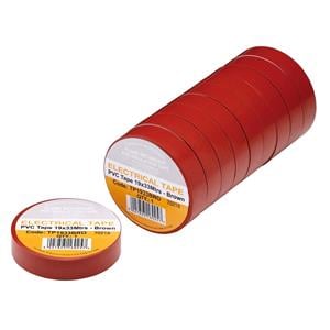 Tapes, Draper 29498 Brown PVC Electrical Insulation Tape, 19mm x 33m (Pack of 10), Draper