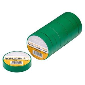Tapes, Draper 29499 Green PVC Electrical Insulation Tape, 19mm x 33m (Pack of 10), Draper