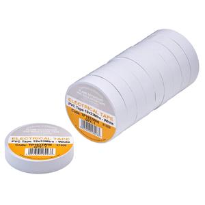 Tapes, Draper 29503 White PVC Electrical Insulation Tape, 19mm x 33m (Pack of 10), Draper
