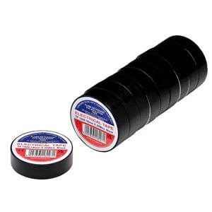 Tapes, Draper 29505 Black PVC Electrical Insulation Tape, 19mm x 20m (Pack of 10), Draper