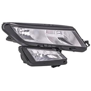 Lights, Right Headlamp (Halogen, Take H7 / H7 Bulbs, With LED Daytime Running Light, Supplied with Motor and Bulbs) for Skoda KODIAQ 2017 to 2021, 