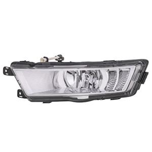 Lights, Left Front Fog Lamp (Chrome Bezel, Takes H8 Bulb, With LED Daytime Running Lamp, Original Equipment) for Skoda RAPID 2012 2017, 