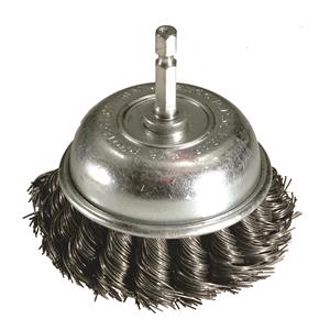 Wire Cup Brushes, LASER 3148 Twist Knot Brush   Cup Type With Quick Chuck End   75mm, LASER