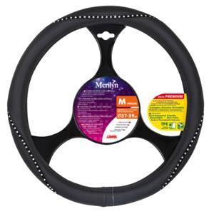Steering Wheel Covers, Merilyn, TPE steering wheel cover with crystals   M   O 37 39 cm   Clear, Lampa
