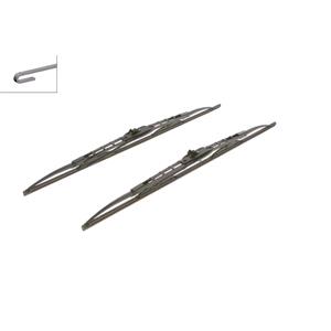 Wiper Blades, BOSCH 405A Superplus Wiper Blade Front Set (550 / 550mm   Hook Type Arm Connection with Integrated Sprayers) for Peugeot 405 Mk II, 1992 1995, Bosch