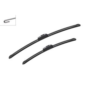 Wiper Blades, BOSCH AR604S Aerotwin Flat Wiper Blade Front Set (600 / 450mm   Hook Type Arm Connection) for Nissan NAVARA Flatbed / Chassis, 2008 2014, Bosch