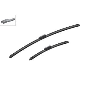 Wiper Blades, BOSCH A300S Aerotwin Flat Wiper Blade Front Set (600 / 340mm   Top Lock Arm Connection) for Fiat 500, 2007 Onwards, Bosch