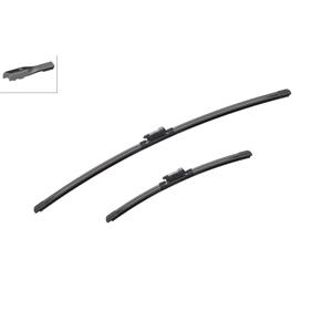 Wiper Blades, BOSCH A558S Aerotwin Flat Wiper Blade Front Set (700 / 400mm   Slim Top Arm Connection) for Peugeot 3008, 2009 2016, Bosch