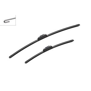 Wiper Blades, BOSCH AR652S Aerotwin Flat Wiper Blade Front Set (650 / 450mm   Hook Type Arm Connection with Integrated Sprayers) for Renault AVANTIME, 2001 2003, Bosch