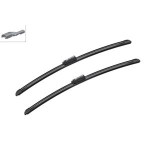 Wiper Blades, BOSCH A052S Aerotwin Flat Wiper Blade Front Set (530 / 530mm   Top Lock Arm Connection) for Skoda PRAKTIK, 2007 Onwards, Bosch