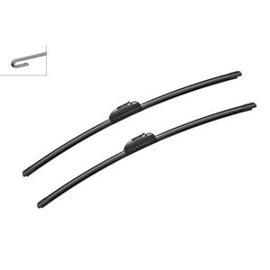 Wiper Blades, BOSCH AR609S Aerotwin Flat Wiper Blade Front Set (600 / 600mm   Hook Type Arm Connection with Integrated Sprayers) for Vauxhall MOVANO Combi, 1998 2010, Bosch