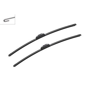 Wiper Blades, BOSCH AR657S Aerotwin Flat Wiper Blade Front Set (650 / 650mm   Hook Type Arm Connection with Integrated Sprayers) for Lancia PHEDRA, 2002 2010, Bosch