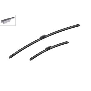 Wiper Blades, BOSCH A261S Aerotwin Flat Wiper Blade Front Set (650 / 360mm   Specific Type Arm Connection) for Renault CAPTUR, 2016 2019, Bosch