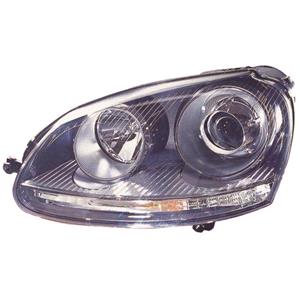 Lights, Left Headlamp (Xenon, Takes D2S / H7 Bulbs, Supplied Without Bulbs or Ballast, Original Equipment) for Volkswagen GOLF V 2004 2008, 