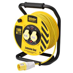 Extension Leads, Draper 35113 Defender E86500 110V Industrial Cable Reel, 1.5mm², 16A, 50m, Draper