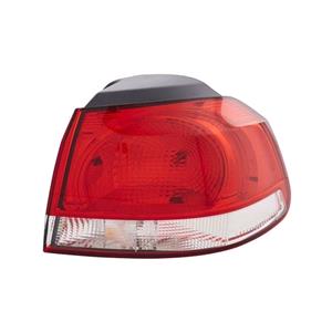 Lights, Right Rear Lamp (Outer, On Quarter Panel, Bright Red, Hella Type, Supplied With Bulbholder) for Volkswagen GOLF VI 2009 to 2012, 