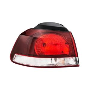 Lights, Left Rear Lamp (Outer, On Quarter Panel, Dark Red, Hella Type, Supplied With Bulbholder) for Volkswagen GOLF VI 2009 to 2012, 
