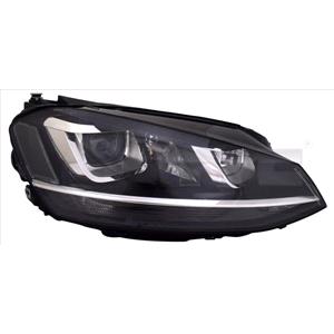 Lights, Right Headlamp (Bi Xenon, Takes D3S / H7 Bulbs, With Bending Light, With LED Daytime Running Light, Supplied Without Bulbs or Ballast, Supplied With Motor, Original Equipment) for Volkswagen GOLF VII Estate 2013 2016, 