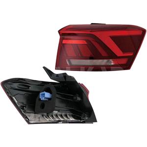 Lights, Right Rear Lamp (Outer, On Quarter Panel, LED, Tinted Dark Red Type) for Volkswagen T ROC 2017 on, 