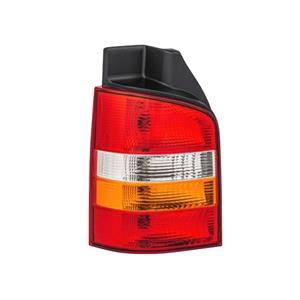 Lights, Left Rear Lamp (Single Tailgate Models, With Amber Indicator, Supplied With Bulbholder, Original Equipment) for Volkswagen TRANSPORTER Mk V Bus 2003 to 2010, 