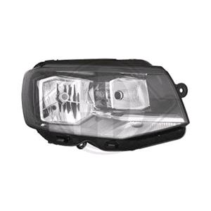 Lights, Right Headlamp (Halogen, Takes H4 Bulb, Supplied With Motor) for Volkswagen TRANSPORTER CARAVELLE Mk VI Bus 2015 on, 