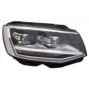 Lights, Right Headlamp (Full LED, With LED Daytime Running Light, Supplied Without LED Modules, Original Equipment) for Volkswagen TRANSPORTER Mk VI Platform Chassis 2015 on, 