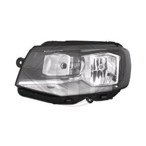 Lights, Left Headlamp (Halogen, Takes H4 Bulb, Supplied With Motor) for Volkswagen TRANSPORTER Mk VI Van 2015 on, 