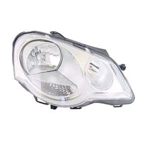 Lights, Right Headlamp (Halogen, Takes H7 / H1 Bulbs, Original Equipment) for Volkswagen Polo 2005 2009, 