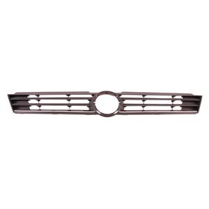 Grilles, Volkswagen Polo 2014 2016 Front Bumper Grille, Matte Dark Grey, With Chrome Moulding, TuV Approved, 