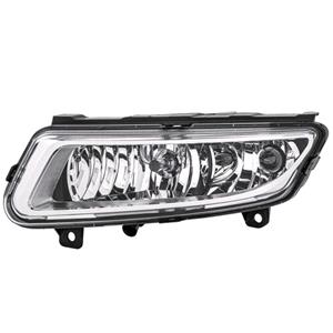 Lights, Left Front Fog Lamp (Silver Bezel, With Daytime Running Light, Takes H8 / P21W Bulb, Supplied With Bulbs, With Cornering Function, Not For Cross / GTI / R Line Models, Original Equipment) for Volkswagen POLO 2009 to 2014, 
