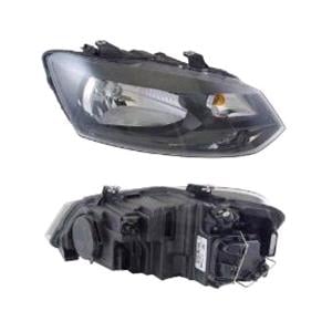 Lights, Right Headlamp (Single Reflector, Halogen, Takes H4 Bulb, Supplied With Motor And Bulb, Original Equipment) for Volkswagen Polo 2009 2014, 