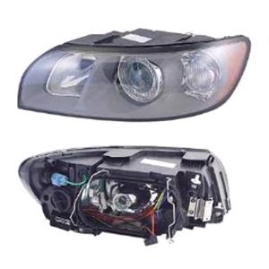 Lights, Left Headlamp (Halogen, Takes H7 / HB3 Bulbs, Supplied With Motor) for Volvo V50 2004 2007, 