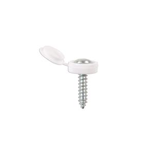 Number Plate Fixings, White Number Plate Flip Top & Screw   Pack of 5, LASER