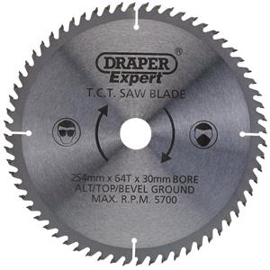 Circular Saw Blades, Draper Expert 38155 TCT Saw Blade 254X30mmx64T, Draper