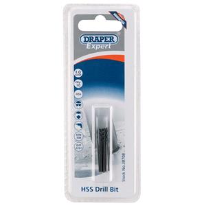 HSS Twist Drills, Draper Expert 38708 1.0mm HSS Drills Card Of 10, Draper