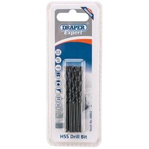 HSS Twist Drills, Draper Expert 38802 3.5mm HSS Drills Card Of 10, Draper