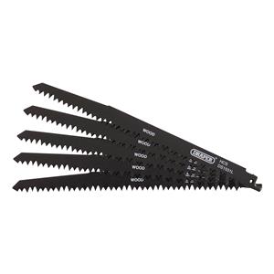 Reciprocating Saw Blades, Draper 38803 Reciprocating Saw Blades for Wood Cutting   240mm   5tpi   Pack of 5, Draper