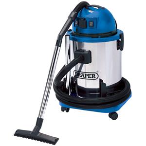 Vacuum Cleaners, Draper 48499 50L Wet and Dry Vacuum Cleaner with Stainless Steel Tank and 230V Power Tool Socket (1400W), Draper