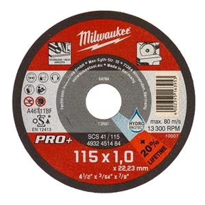Cutting Wheels, Milwaukee Thin Metal Cutting Disc PRO+ 115mm x 1mm, Milwaukee
