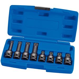 Spline Bit Sets, Draper Expert 49460 Tamper Proof Impact Spline Set, 1/2" Sq. Dr. (8 Piece), Draper