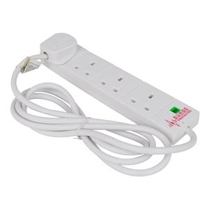 Site Safety, 4 Way Surge Protected Extension Socket   White   2m, STATUS