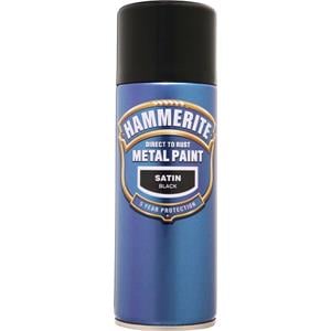 Specialist Paints, Hammerite Direct To Rust Metal Paint - Satin Black - 400ml, Hammerite Paint