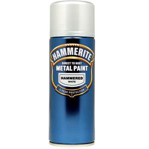 Specialist Paints, Hammerite Direct To Rust Metal Paint - Hammered White - 400ml, Hammerite Paint