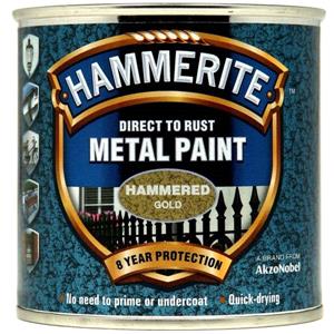 Specialist Paints, Hammerite Direct To Rust Metal Paint - Hammered Gold - 250ml, Hammerite Paint