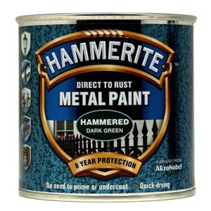 Specialist Paints, Hammerite Direct To Rust Metal Paint - Hammered Dark Green - 250ml, Hammerite Paint