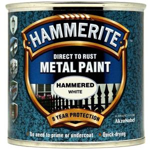 Specialist Paints, Hammerite Direct To Rust Metal Paint - Hammered White - 250ml, Hammerite Paint